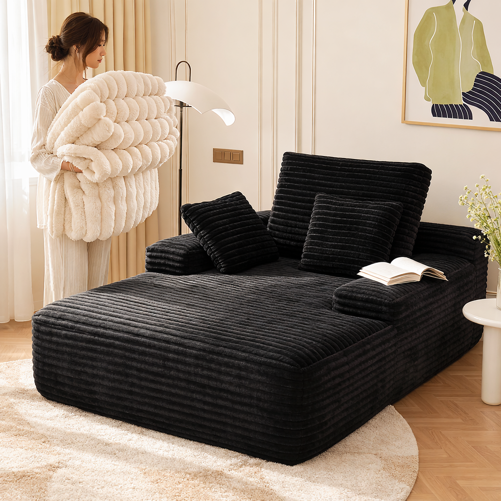 Sofá-Cama Velvet de Algodón, Súper Cómodo y Se Abre Solo + REGALO: Manta de Peluche